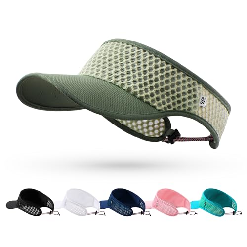 SUNMECI Adjustable Sports Sun Visor Hat for Men Women Military Green