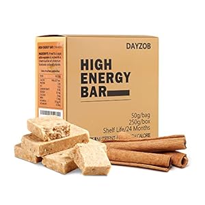 DAYZOB Food Rations Emergency Food Bars Survival Food Kit High Calories per Box Survival Rations for Disaster Kit, Flavor Cinnamon 250g (5 Bars)