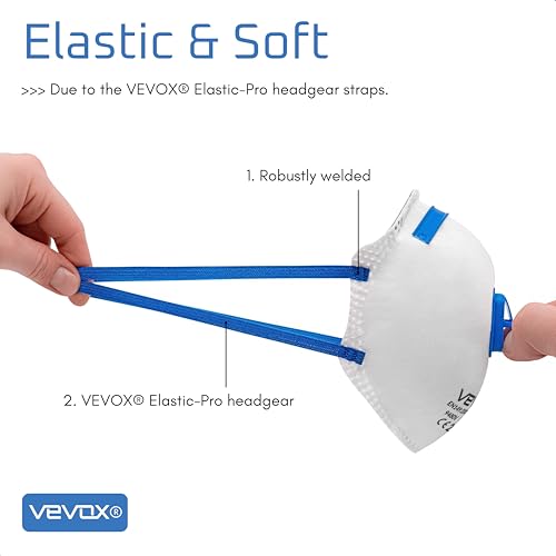 VEVOX® FFP2 Dust Mask - Set of 10 - Valved Face Masks - Respirator - Protection e.g. for Construction, Building Work, Sanding, Woodworking, Fine Dusts, Aersoles or Particles - Image 6