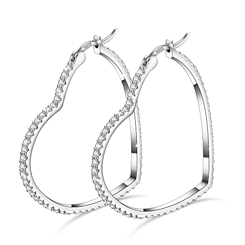 925 Sterling Silver Hoop Earrings For Women heart earrings hoop earrings for women Cubic Zirconia Earrings Hoops Ear GDDX Jewelry 20 30 40 MM Gifts