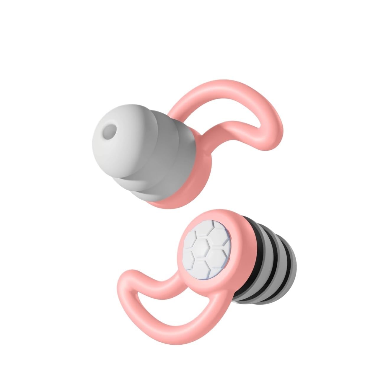 Tapones de silicona de 3 capas reutilizables para los oídos, reducción de ruido, tapones suaves para los oídos, dormir, nadar, trabajo, protección auditiva (10 pares, rosa)