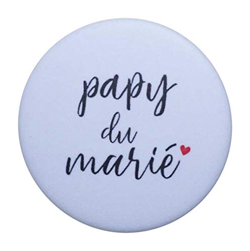Bestdayever - Regali per invitati e accessori per matrimonio - Badge Collection calligraphie, Papy du Marié, 32mm