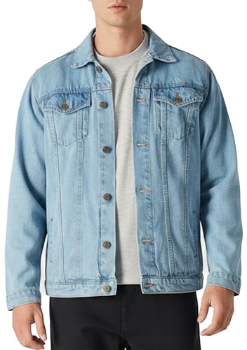 Denim Jacket Men – Regular Fit & Lightweight Trucker Style - Men's Blue Jean Jacket Casual Outerwear with Vintage Oversized Distressed Look – Perfect for Streetwear, Concerts, Travel & Everyday Wear