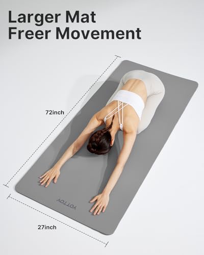 Image of YOTTOY Yoga Mat,Non-Slip Hot Yoga Mat with Anti-Tear Design and Friendly Natural Rubber Mat with Strap and Bag