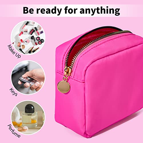 Soidram Small Makeup Bag Travel Bag Pouch, Pink Toiletry Bag Makeup Organizer Nylon Bag Cosmetic Preppy Bag Zipper Pouches Stoney Clover Dupes Brides Bag #TOP2