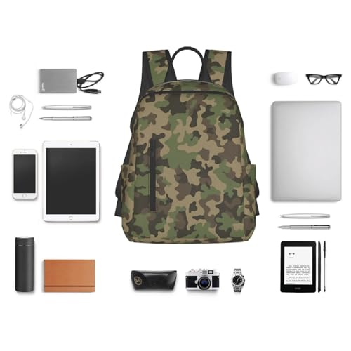 Sac à dos léger camouflage vert et noir taille unique polyvalent - 6