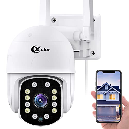 XVIM Outdoor Wireless Security Camera, 2MP PTZ 2.4Ghz WiFi Home Smart Security Surveillance, 2 Way Audio IP Camera with Floodlight, Full Color Night Vision, Motion Track Waterproof