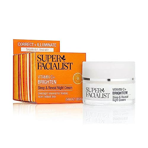 Super Facialist - Vitamin C + Brighten Sleep & Reveal Night Cream, Oil Free Overnight Face Cream for Fresher, More Radiant Skin, Vegan Friendly, 50ml