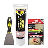 Plaster, Wood & Wall Filler 330g + 3" Filling Tool & Sandpaper – Wall Repair Kit & Filler for Crack, Hole & Gap Repair on Plaster, Plasterboard & Wood