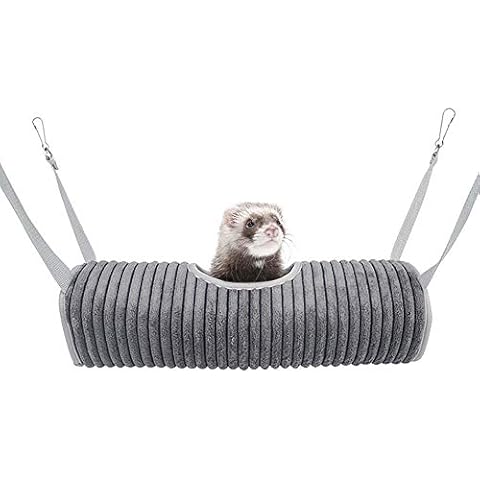 WOLEDOE Ferret Tunnel Hanging Hammock Bed, Small Animal Rats Squirrel Toy - Grey Cover