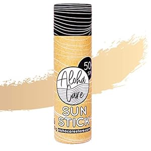 Aloha Sun Stick SPF 50+ | Getint mineraal zonnescherm voor surfen | Milieuvriendelijke papieren buis (Beige)