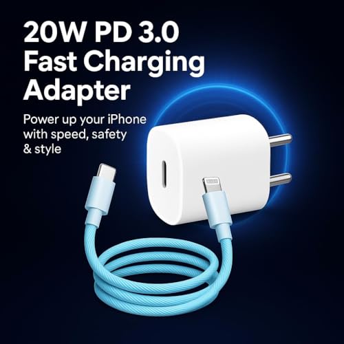 Image of Addtam Original 20W Charger Adapter with 1M Lightning Cable Compatible with iPhone 14 /14 Plus /14 Pro /14 Pro Max /13 /13 mini /13 Pro /13 Pro Max /12 /12 mini /12 Pro /12 Pro Max /11|20watt Fast Charging-Blue