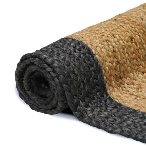 Alfombra de arpillera moderna lavable 140 x 200 cm gris para comedor e interior 5