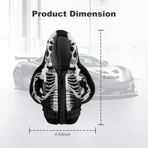 Image of OFBAND Car Gear Shift Cover for Skull Motif,Cool Car Gear Shift Knob Cover with Mini Zip Protects Shifts Knob Car Decor,Funny Gears Shifts Hoodie Car Accessories (Skeleton)