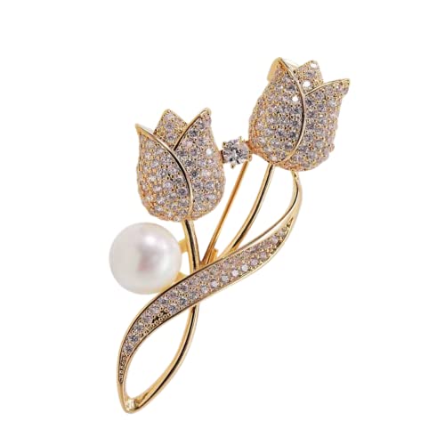 Image of Lavender flower brooch crystal rhinestone tulip brooch elegant accessories jewelry women brooches and pins fashion jewelry wedding flowers lapel pin