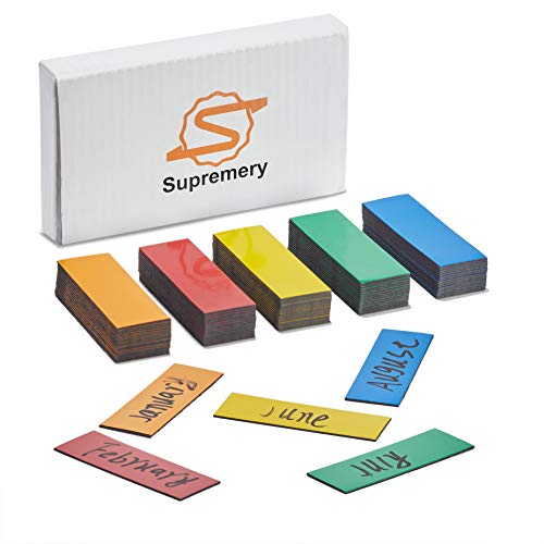 Preisvergleich Produktbild Supremery 75x Magnetstreifen beschreibbar - 60x20mm bunt - zuschneidbare Haftstreifen - abwischbare Magnetschilder - Magnet-Etiketten für Whiteboards, Kühlschränke, Magnettafeln