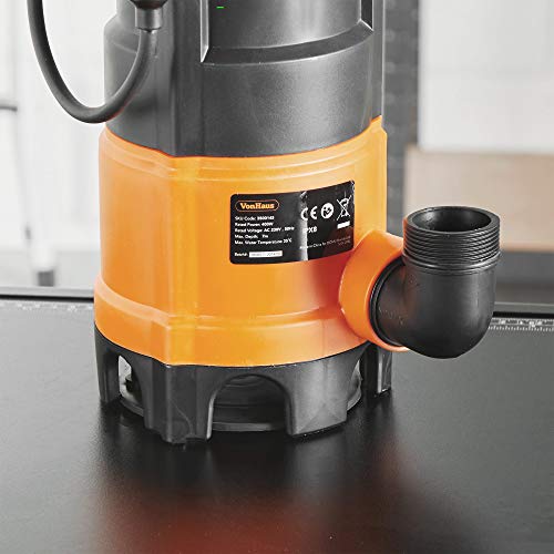 VonHaus Submersible Water Pump with 8m Hose (400W) - Includes Jubilee Clips - Drain Dirty or Clean Water from Pond, Swimming Pool, Hot Tub, Flooded Cellar - with Float Switch & Hose Connector - Image 5