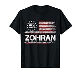 Zohran Mamdani for NYC Mayor 2025 with US Flag T-Shirt, Men, Black, Large
