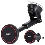 BELCO Magnetic Phone Holder for Car – Suction Cup Phone Mount with Adjustable Rotating Arm and Lock Mechanism for Dashboard, Windshield, Air Vent – Compatible with iPhone and Android