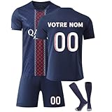 Maillot de Football Enfant Personnalisé avec Nom et Numéro, Ensemble Complet 2025/2026 Tenue de Foot avec T-Shirt, Short et Chaussettes Équipement Entraînement pour Garçons Filles et Adultes