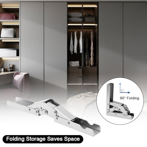 Image of Serplex 90 Cabinet Door Hinges, Flip-up /Flip-down Closet Door Hinges, Slow Closing Heavy Duty Metal Hinges for Folding Shelf, Cabinet, Closet, Universal Soft Close Lift-up Support Hinges