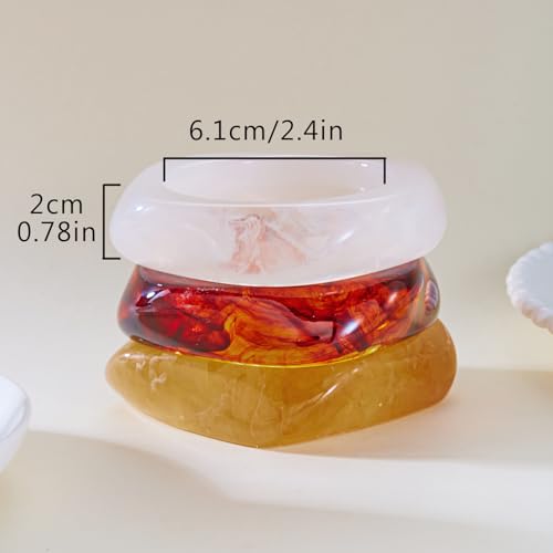 RINHOO 3pcs Acrylic Bangle Colorful Square Resin Bracelet Irregular Punk Geometric Statement Jewelry for Women (Style-A) - image 5