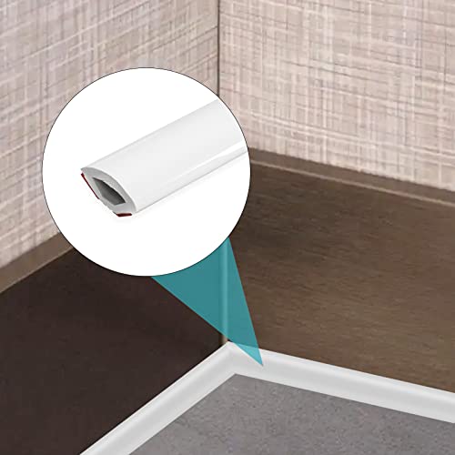 Self Adhesive Quarter Round Molding Trim 16.4 Feet Peel and Stick Crown molding Trim Flexible Caulk Strip for Cabinet Edge, Ceilings Edge, Wall Edge Tile Edge (White)