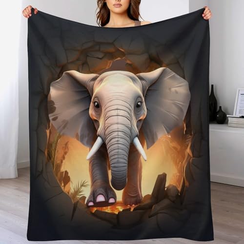 Manta de franela para sofá de elefante manta suave cálida hogar 2