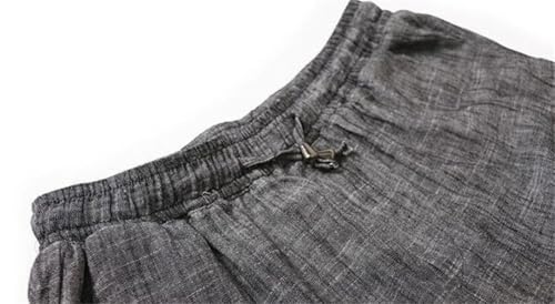 Men Casual Pants Thin Linen Cotton Long Harajuku Wrinkle Baggy Loose Trousers2