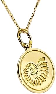 Halsband med hänge i 925 sterlingsilver, nautilusskal | WW_NLC_00239 | graverade medaljongsymbolsmycken för män och kvinnor, 18 tums kabelkedja