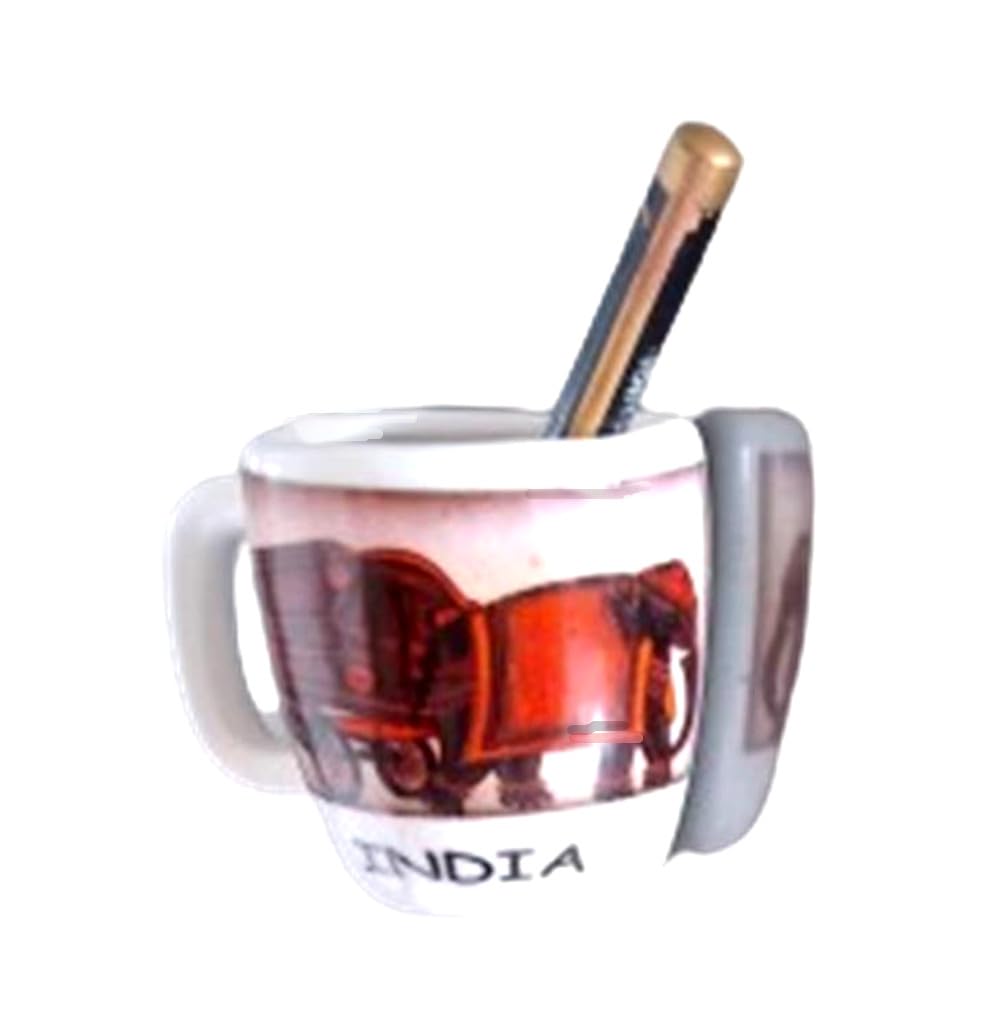 Aimant frigo céramique demi-tasse éléphant, le cadeau souvenir indien idéal