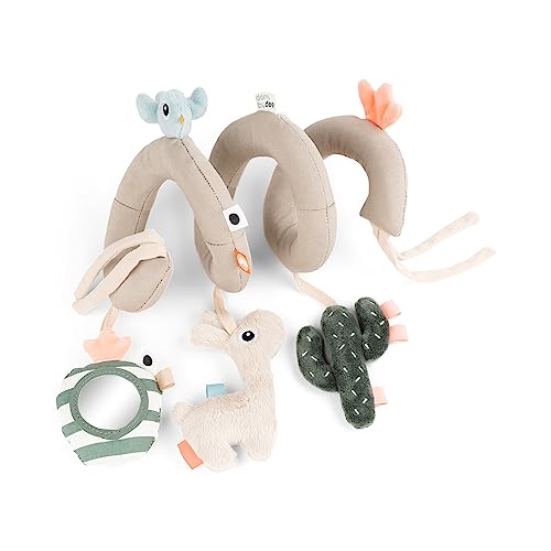 Image of Done by Deer Lalee Sand Activity Spiral Baby Toy - Sensory Cactus, Mirror, and Crinkle Sound for Cots, Car Seats, Strollers, and Prams - Perfect Travel Companion