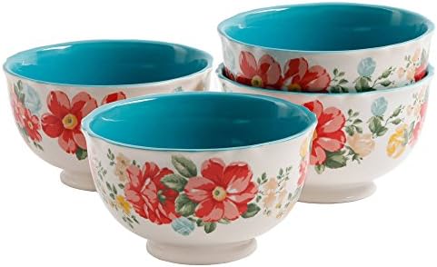 The Pioneer Woman Vintage Floral 6" Footed Bowl Set, Set of 4
