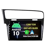 10.1'' 3+32GB Android 10 in Dash Car Stereo Radio Fit for VW Golf 7 2013 14 15 16 17 GPS Navigation Head Unit Carplay Android Auto DSP 4G WIFI Bluetooth Black