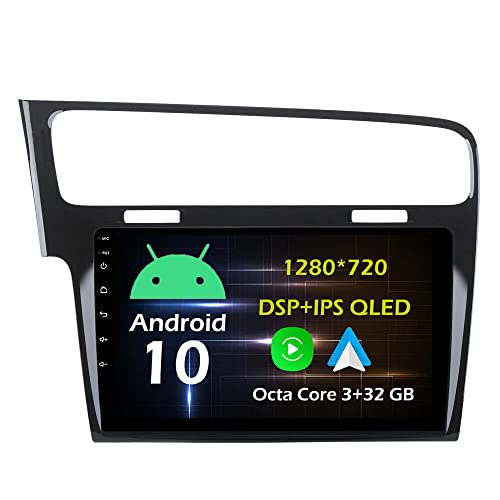 10.1'' 3+32GB Android 10 in Dash Car Stereo Radio Fit for VW Golf 7 2013 14 15 16 17 GPS Navigation Head Unit Carplay Android Auto DSP 4G WIFI Bluetooth Black