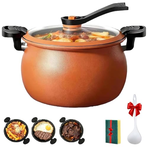 8L Non-Stick Micro-Pressure Cooker Pot with Handle and Glass Lid for All Stovetops - Fast Cooking