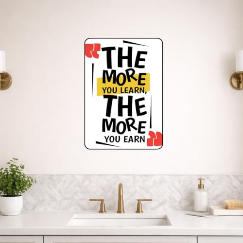 Image of Zesta Bathroom Decor Items Washroom Decor Tin Sign | Aesthetic Posters Wall Poster for Bedroom | Magnetic Cafe Decoration Items / Restaurant Decorations Items | Quirky Home Decor Bar Accent (Learn and Earn)