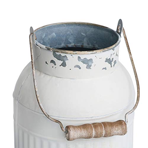 Yoillione WHITE-BUCKETVASEUS-L Milk Jug Vase White Farmhouse Vase Decor, Country Vase Metal Flower Vase Rustic Jug For Artificial Flowers, Cream Pitcher Vase Vintage Shabby Chic Vase thumb #4