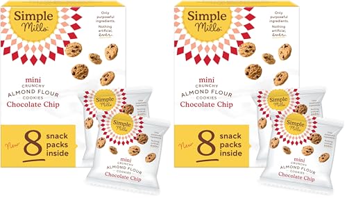Image of Simple Mills Almond Flour Mini Chocolate Chip Cookie Snack Packs, Healthy Halloween Snacks for Kids, Individual Packs, Gluten Free, 8ct (Pack of 2)