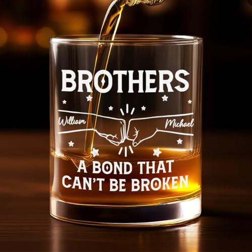 Pawfect House A Bond Between Brothers, Personalized Whiskey Glass With Names, Brother Gift Ideas, Custom Wine Glasses For Men, Father's Day Birthday Gifts For Brothers, Sons, Fist Bump Bourbon Glass