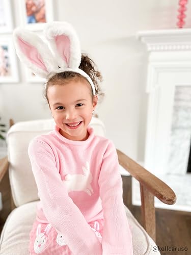 Mud Pie Girls Children's Pink Bunny Rollneck Sweater4
