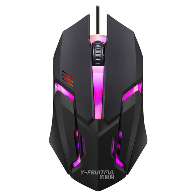 S1 Gaming Mouse 7 Colors 1000 DPI Opto 3 Button LED Backlight Ergonomics USB Wired Gamer Flank Optical Mice Laptop PC (Black)