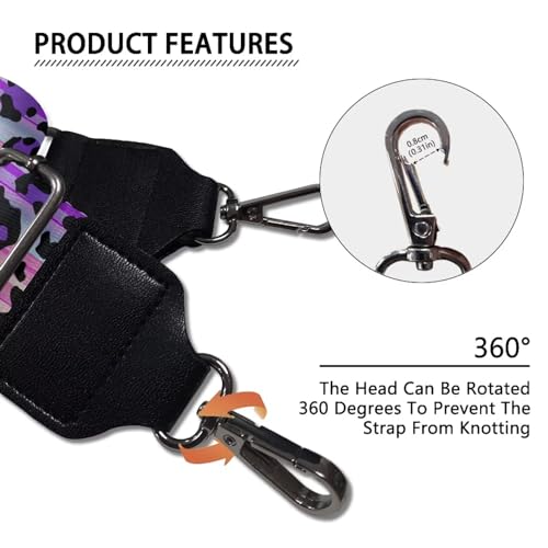 Image of Halloween Handbag Strap Canvas Purse Strap Colorful Bat Black Shoulder Strap Multicolor Bats Replacement Strap