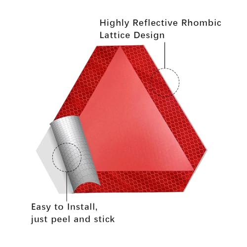 Kutyun 2PCS Slow Moving Vehicle Sign, Diamond Grade Reflective Sticker, 7\"x8\" Car Safety Sticker Decal, Car Exterior Accessories Universal for Golf Cart, UTV