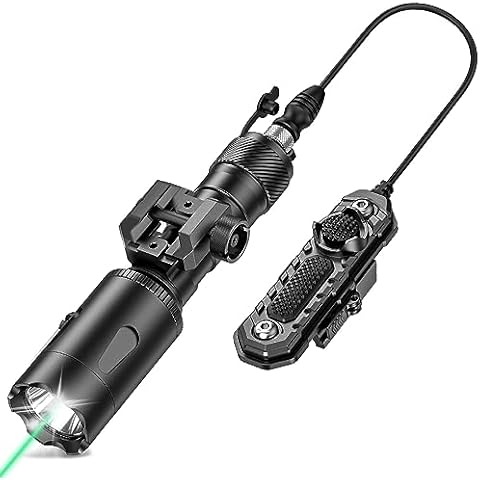 EZshoot Rifle Light 1000 Lumens Picatinny Flashlight for Rail Mount, Tactical Flashlight Green Beam Laser Light Combo, Long Gun Light with Remote Switch Constant Strobe Cover