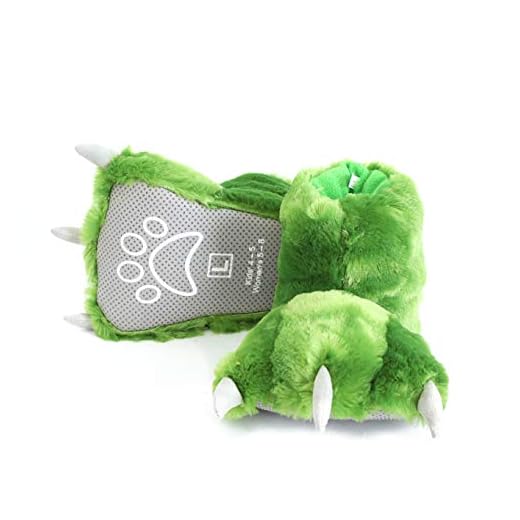 Millffy Funny Bear Paw Slippers Adult Monster Dino Slippers for Toddler Boys Dinosaur Slippers for Kids Adults (Green Dinosaur, Small)