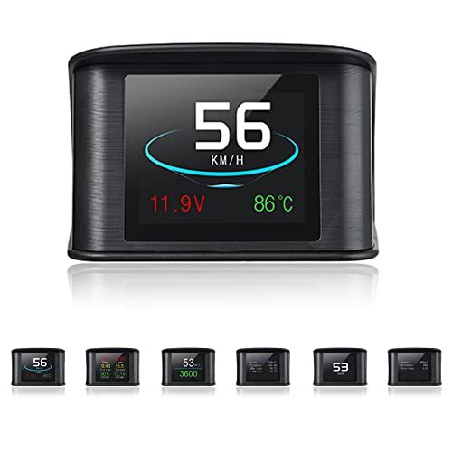 HUD OBD2 con display LCD TFT e indicatore di velocità Voltmetro di avvertimento, rilevamento di tensione del tachimetro iKiKin, per codice di errore HUD automatico multifunzione