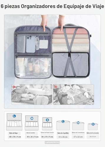 Miniatura 4 de Lekespring Mochila Cabina Avion 40x20x25 20l Unisex Con Compartimento Húmedo - Maletas Con 6 Bolsas Organizadoras - Negocios Viajes Escuela - Gris