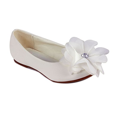 Cinderella Flats with Flower for Toddlers (White, Toddler 9)