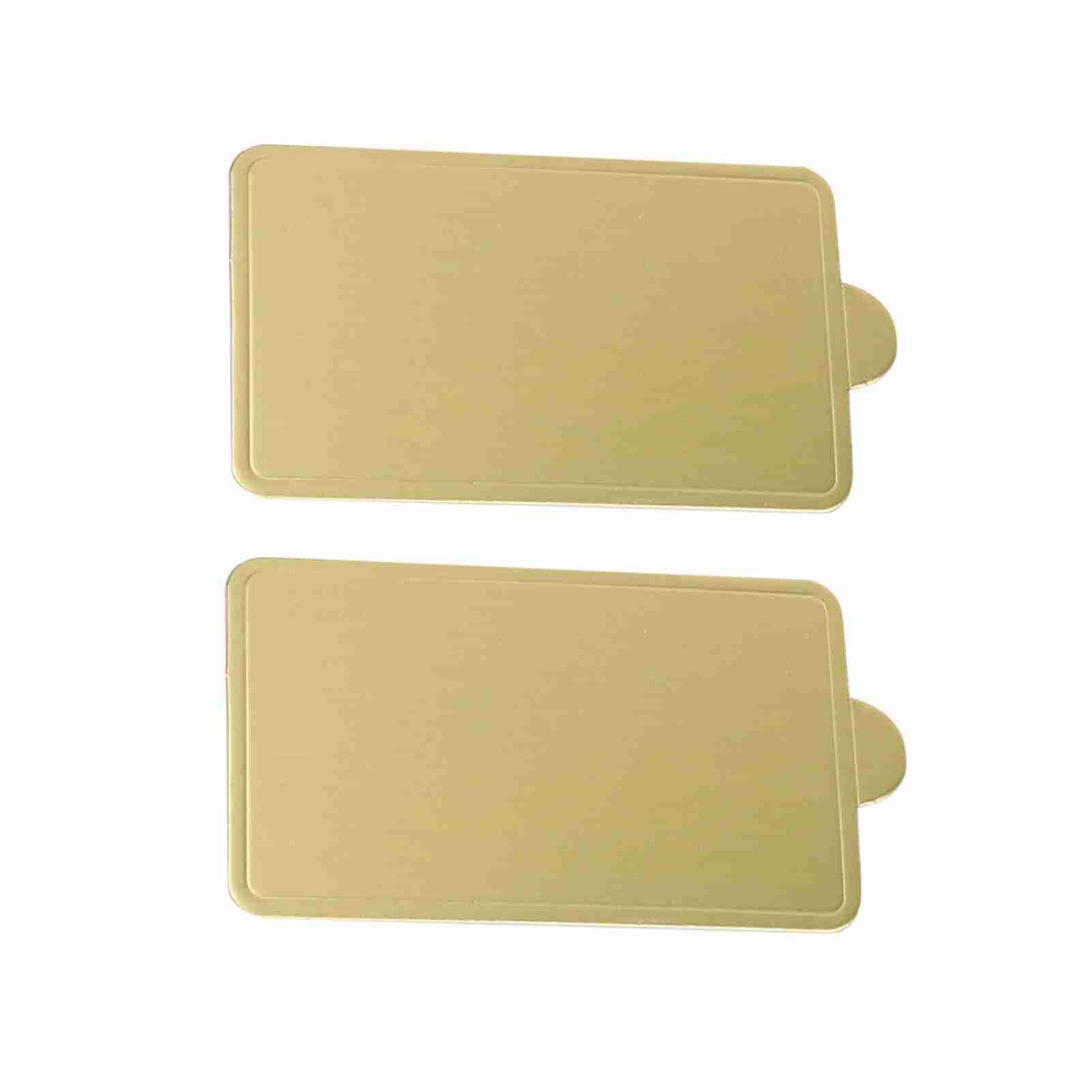 Cocoarm 100 szt. Złote Deski do Ciast Papier Kartonowy Tace Wystawowe na Desery 10 X 6 Cm 10 X 5 Cm Prostokątne Deski do Ciastek na Wesele Urodziny Piekarnia DIY Pieczenie (duży prostokąt)